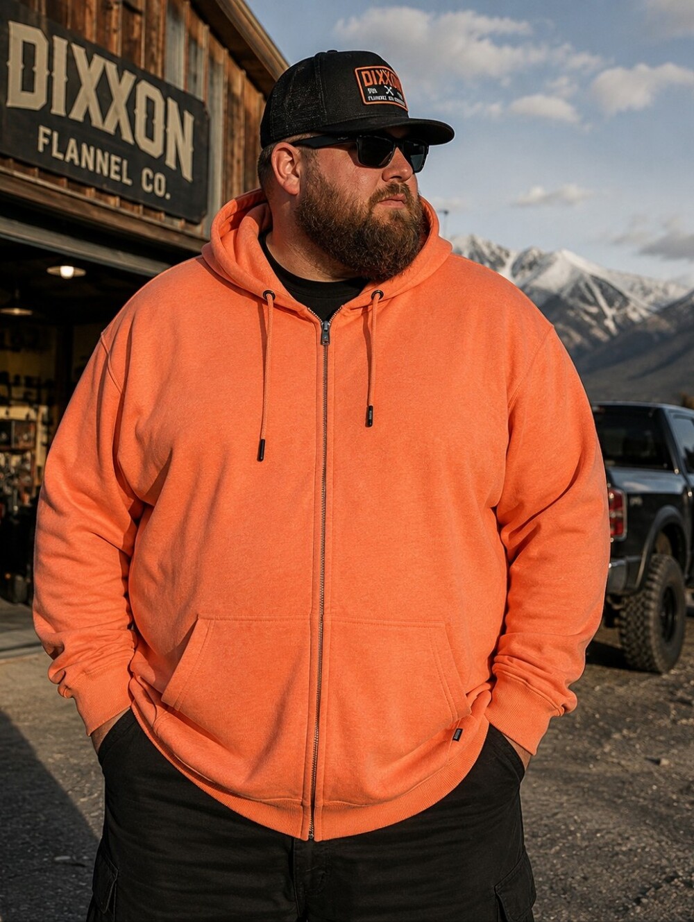 Dixxon Flannel Co Ground Up Customs 3XL Orange Full Zip Fleece Hoodie